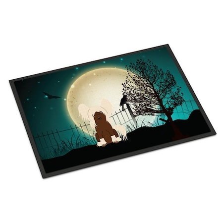 Carolines Treasures Halloween Scary Chinese Crested Cream Indoor or Outdoor Mat, 18 x 0.25 x 27 in. BB2303MAT
